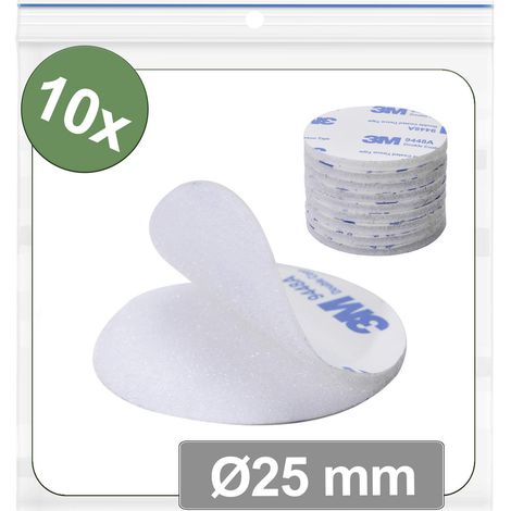 Quadrios 25CA678 Pastilles rondes auto-agrippantes à coller partie velours et partie agrippante (Ø)