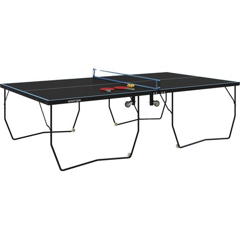 Mesa de ping-pong, estructura de acero esmaltado, 274 cm x 152,5 cm x 76 cm, apta para uso interior y exterior, superficie de juego lisa, plegable para un fácil almacenamiento. (1/5)
