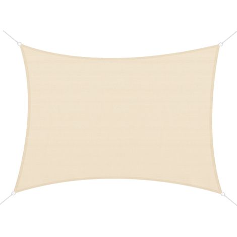 Rechteckiges Sonnensegel 4 x 6 m, UV-Schutz, 185 g/m² HDPE, Creme