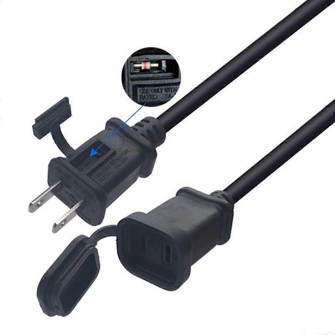 Câble d'alimentation à 2 prises, rallonge électrique américaine à 2 broches 1-15P-2m- (1/4)