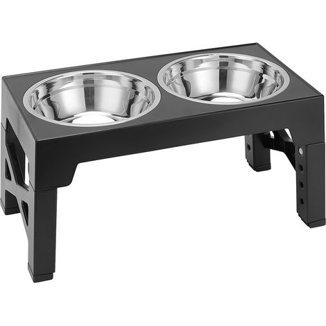 Black Elevated Feeder with 2 Bowls and Stand 43cm W x 23cm D x 31cm H (1/5)