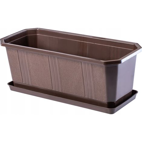 KADAX Macetero para balcón + soporte 40 cm marrón (1/5)