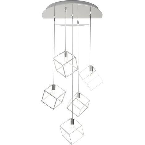 Sospensione Moderna Frame Metallo Cromo 5 Luci G9 (1/3)