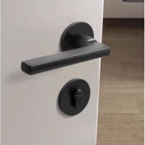 FOREHILL Serrure de porte intérieure noire universelle - Magnétique, silencieuse, style américainpour chambre et porte en bois (1/5)