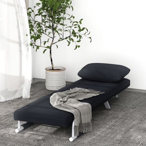 Sofá cama 3 en 1, cama de invitados, sillón con cojines incluidos, color negro. (1/5)