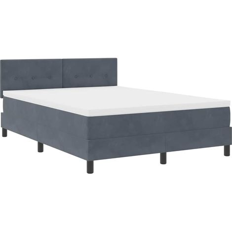 Maison Exclusive - LED Boxspringbett mit Matratze Dunkelgrau 140