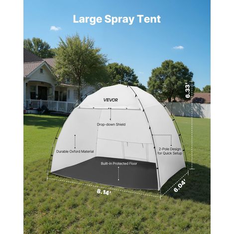 Cabine de Peinture Portable de 233x172x190 cm, Tente de Pulvérisation avec Plancher Intégré et Écran en Maille, en Oxford, pour Pei… (1/5)