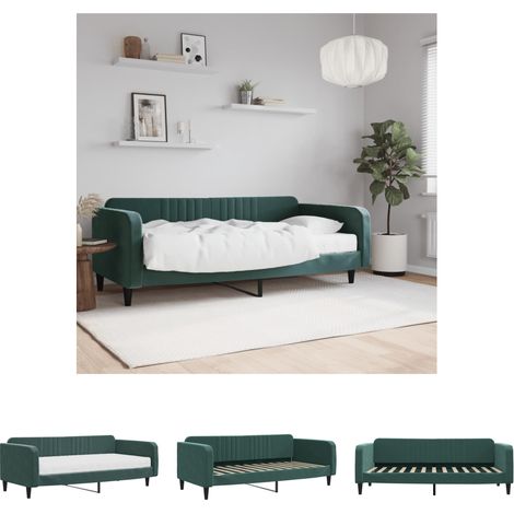 The Living Store Tagesbett mit Matratze Dunkelgrün 100x200 cm Samt - Betten & Bettgestelle (1/5)