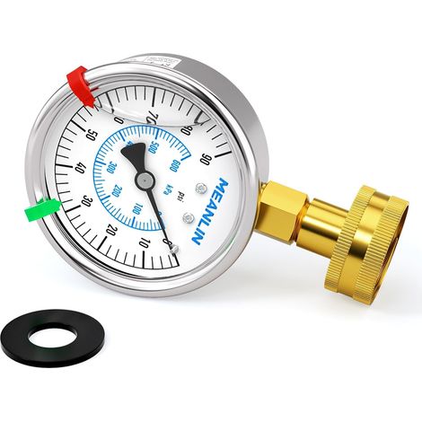 0600KPa/90PSI Stainless Steel Pressure Gauge 3/4" Female 2.5" DIAL FACE for WOG Liquid Water Oil Air Water Pressure Test Table with Sealing Ring (with 2PCS Snaps) (1/5)