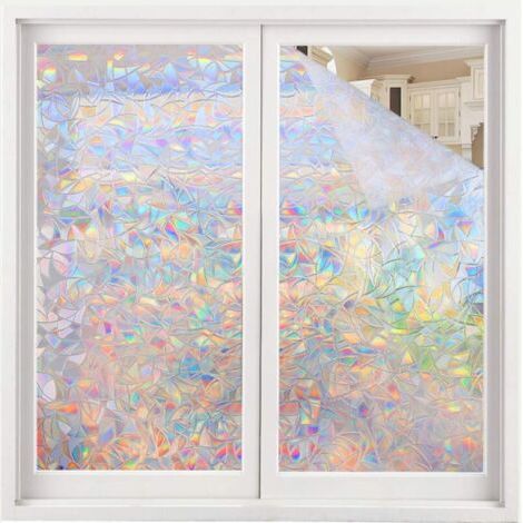 Vinyle décoratif 3D pour fenêtre, autocollant vitrail, autocollant statique non adhésif pour fenêtre,30x300cm (1/5)