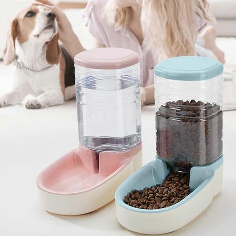 Distributeur automatique d'eau et de nourriture pour animaux de compagnie (3,8 L) - Gamelle pour chiots, chatons, chiens et chats (1/4)