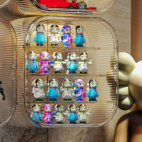 Vitrine murale transparente à 3 niveaux en acrylique, anti-poussière, pour figurines, poupées et jouets. (1/5)