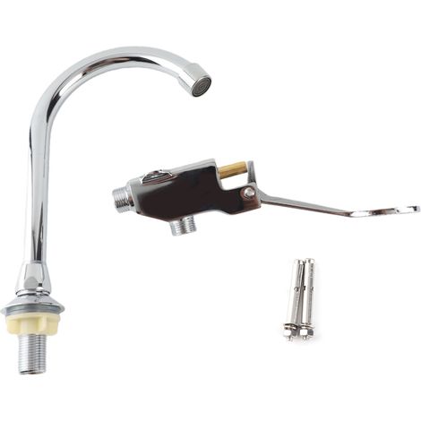 Juego de grifo para lavabo de baño, grifo accionado con el pie para laboratorio médico, kit de accesorios (1/5)