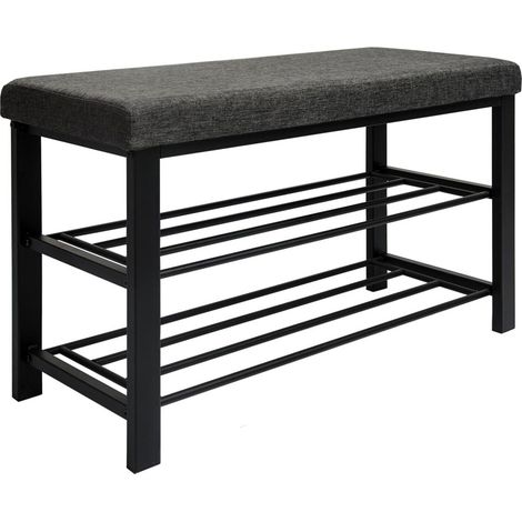 Schuhbank mit Polster - 81x32x50 Schuhregal mit Sitzfläche - Garderobenbank Flur (1/5)