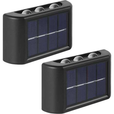 Lot de 2 lampes solaires murales à LED étanches, avec inclinaison vers le haut et vers le bas, pour intérieur et extérieur, idéales pour jardin, terrasse, garage, allée ou chemin. (1/5)
