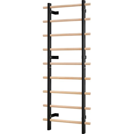 VEVOR Scala Svedese da Parete, Carico 150 kg Scala per Ginnastica a 9 Livelli,  Barre per Stalli da Ginnastica in Legno Massello e Acciaio al Carbonio, per Accessori Cremagliera di Potenza 80 x 80 mm