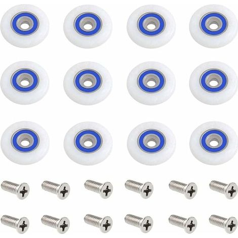 Duschtürrollen Duschtürrollen Duschtürrollen Duschtürräder Ersatzrollen Duschtürrollen für Duschtür mit Schrauben, 23 mm Durchmesser, 12 Stück