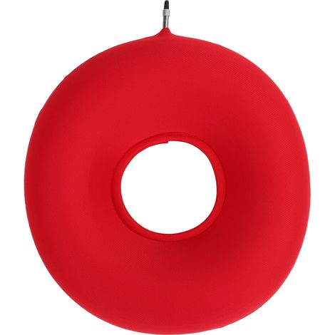 Coussin Anti-Escarres Gonflable pour Personnes Âgées - Anneau Épaissi Rouge - Prévention Décubitus (1/5)