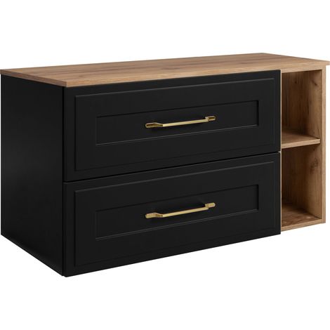 Set di mobili da bagno sotto lavabo, nero / rovere Craft, 80 (60 + 20) x 46 x 58 cm , 3 colori di maniglie a scelta
