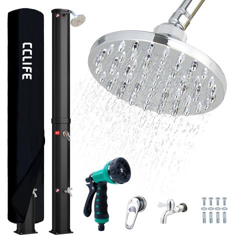 Douche Solaire, Douche de Jardin Solaire avec 40 litres, avec Housse de Protection, pommeau de Douche réglable,température de l'eau réglable jusqu'à 60°, pour Piscine Plage Jardin (1/5)