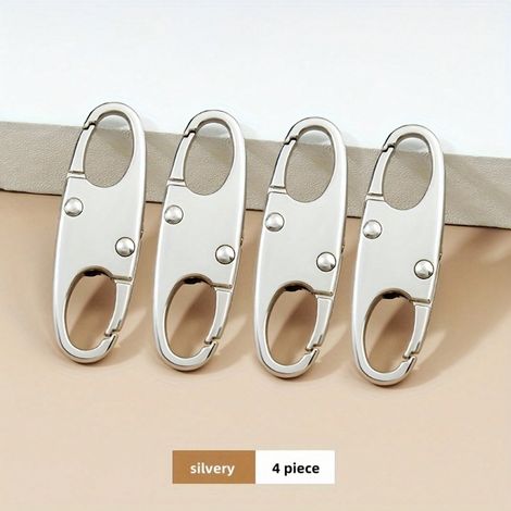 Verrous de fermeture éclair sécurisés, 4 pièces, clips anti-vol pour fermetures éclair, en métal résistant, installation facile, pour sacs, vestes, sacs à dos, couleur argentée, 4 packs (1/4)