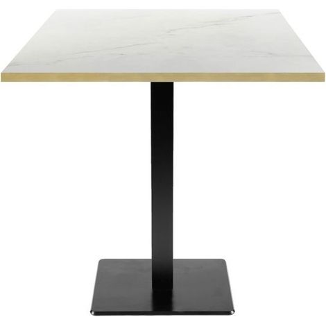 Table 70 x 70 cm - modèle Milan marbre paros chants laiton
