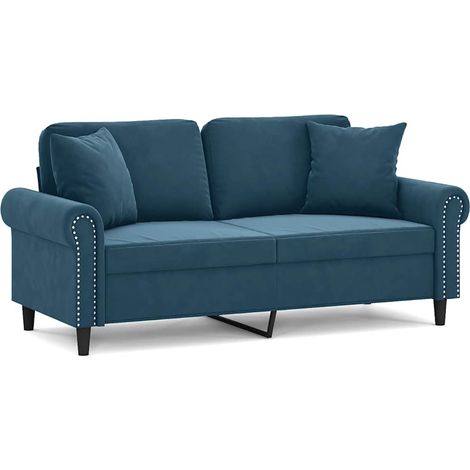 Maison Exclusive - Divano a 2 Posti con Cuscini Blu 140 cm in Velluto