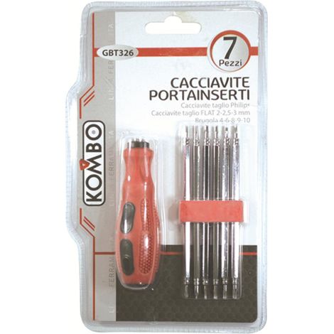 Cacciavite Portainserti 7pz Varie Misure con Manico in ABS Antiscivolo Ergonomico
