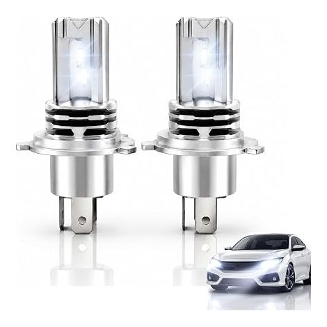H4 LED Bulbs 55W 6000LM Cool White 6500K, H4 LED Bulbs for Headlights Size 1:1 Halogen IP68 Waterproof Effective Heat Dissipation 50000 Hours Life Plug and Play Pack of 2 (1/5)