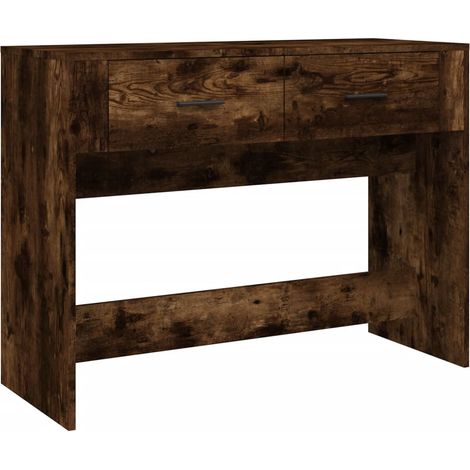Table console，Table d'appoint，Bout de canapé，Meuble d'entrée Chêne fumé 100x39x75 cm Bois d'ingénierie