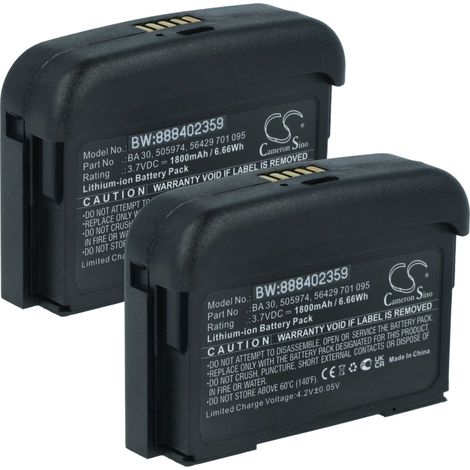 vhbw 2x Akku kompatibel mit Sennheiser SL Bodypack DW, SK D1 Digitales Funksystem, Taschensender (1800 mAh, 3,7 V, Li-Ion)