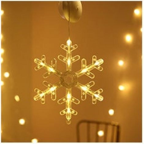 Lampe à ventouse de Noël, lampe suspendue décorative d'ambiance, éclairage LED, étanche IP42, convient pour les mariages, les fêtes (flocons de neige) (1/5)
