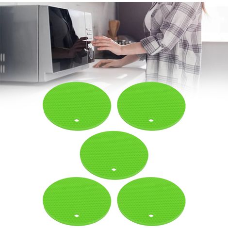 Tapis rond en silicone alvéolé, tapis isolant thermique pour friteuse, tapis résistant aux hautes températures, tapis rond en silicone pour bols, vert (1/5)