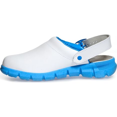 Abeba (37312) Clog ESD-Berufsschuhe Dynamic OB mit Aufdruck weiß/blau 47
