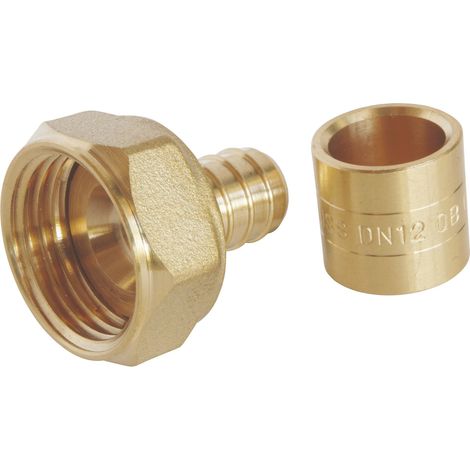 Raccord droit à glissement pour tube PER Ø12 - Ecrou-tournant F15/21 - lot de 10 (1/4)