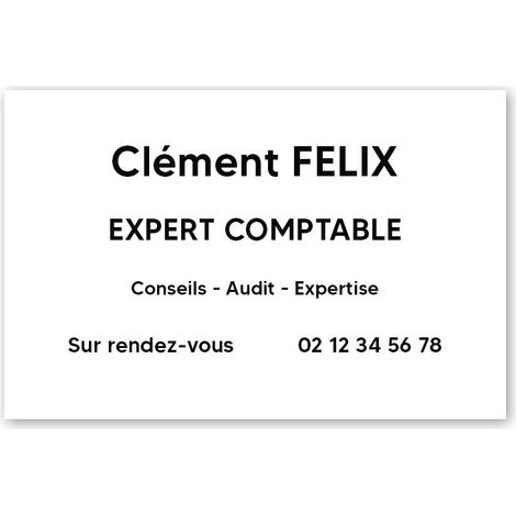 Plaque professionnelle PVC 30x20 – Gravure Personnalisée | Comptables - Blanche lettres noires (1/3)