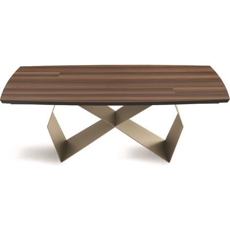 Tavolo fisso WALL 200 cm con base in metallo Beige e piano Eucalipto (1/4)