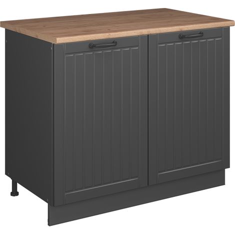 Mobile lavello cucina Fame-Line, Grigio scuro/Antracite, 100 cm, PL Rovere, Vicco (1/5)