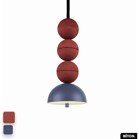 Lampe de suspension en béton - BOSFOR CONCRETE TERRE ROUGE - INDIGO 3 BALLES LED 14W (1/2)