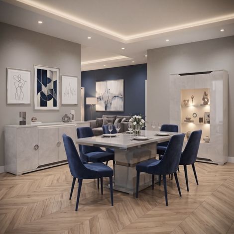 Séjour complet avec vitrine aspect ciment et anthracite - LIBECCIO (1/2)