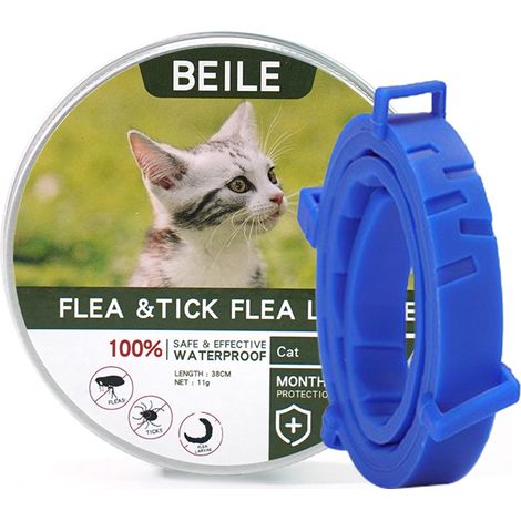 Collier pour chat 1 pièce collier anti-insectes et anti-puces pour chats (chat 18 kg 38 cm, bleu) collier anti-insectes et anti-puces (1/2)