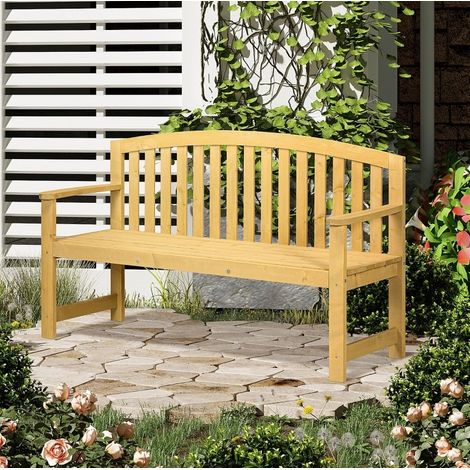Banc de jardin 2 places 143 cm en bois orange OKMYHOME (1/4)
