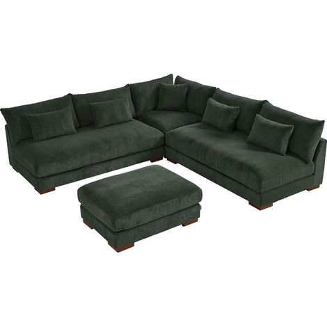 Canapé d'angle réversible et pouf en velours côtelé vert SPERONE de Pascal Morabito (1/5)