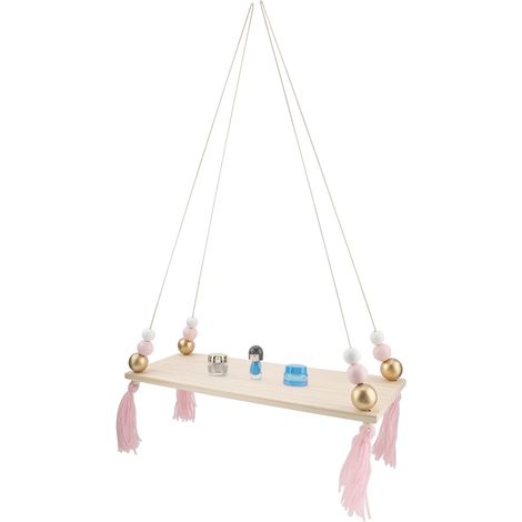 Étagère murale ronde à perles, rangement, support à suspendre soi-même, décoration murale (rose et or) (1/5)