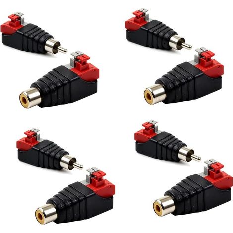 Adattatore da RCA a altoparlante in 4 pezzi e 4 connettori RCA per subwoofer per giradischi e sistemi di videosorveglianza, adattatori maschio e femmina a morsetti a vite, connettore senza saldatura p (1/5)