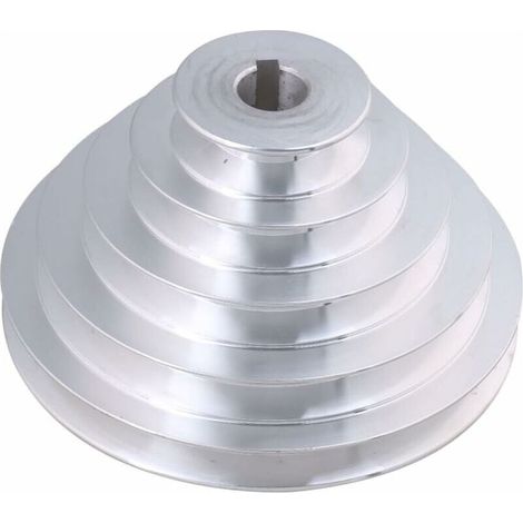 Poulie en aluminium 5 niveaux - 19 mm de diamètre intérieur, 54 à 150 mm de diamètre extérieur, 12,7 mm de largeur - pour courroie de distribution trapézoïdale type A (1/4)