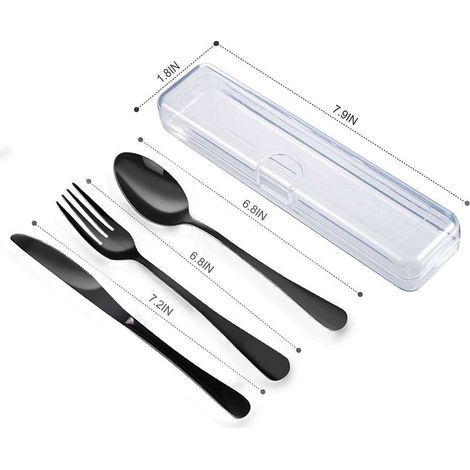 Ensemble de trois tiroirs à couverts de voyage - Boîte à couverts en plastique portable, facile à transporter, réutilisable, adaptée à l'école, aux boîtes à lunch, au camping, aux fêtes et à un usage (1/2)