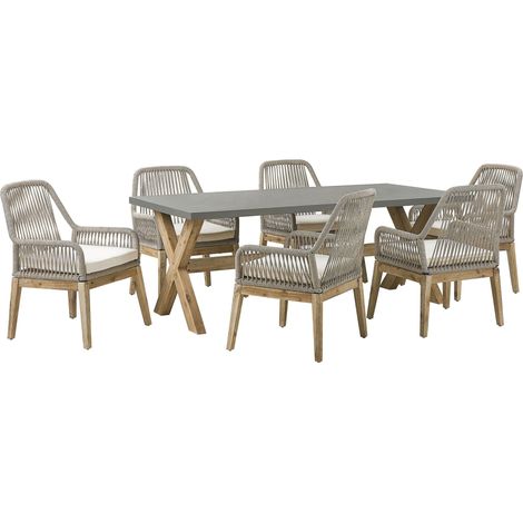 Gartenmöbel Set 6-Sitzer OLBIA inkl. Kissen Beton Beige