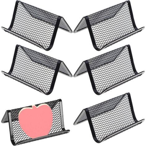 Tarjeteros de malla de 6 piezas, soportes metálicos de malla para tarjetas de visita, expositores metálicos para tarjetas de visita para la oficina. (1/4)
