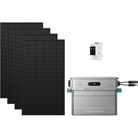 Zendure SolarFlow 800 Pro 2 - Stockage énergétique solaire domestique 800W, gestion intelligente, IP65, avec Compteur intelligent 3CT, avec 450Wx4 Panneau Bifacial